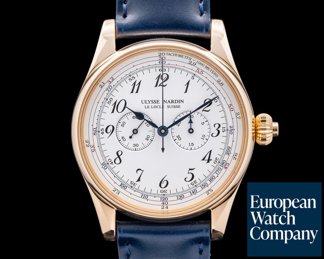 Image of Ulysse Nardin Single Button Chronograph 18K Yellow Gold White Dial 36.5MM