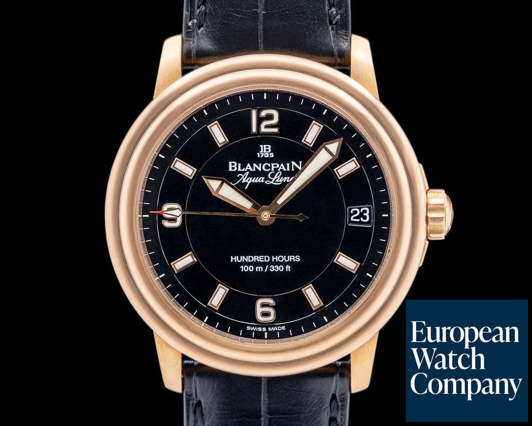 Image of Blancpain Aqualung 18K Rose Gold Hundred Hours Black Dial LIMITED
