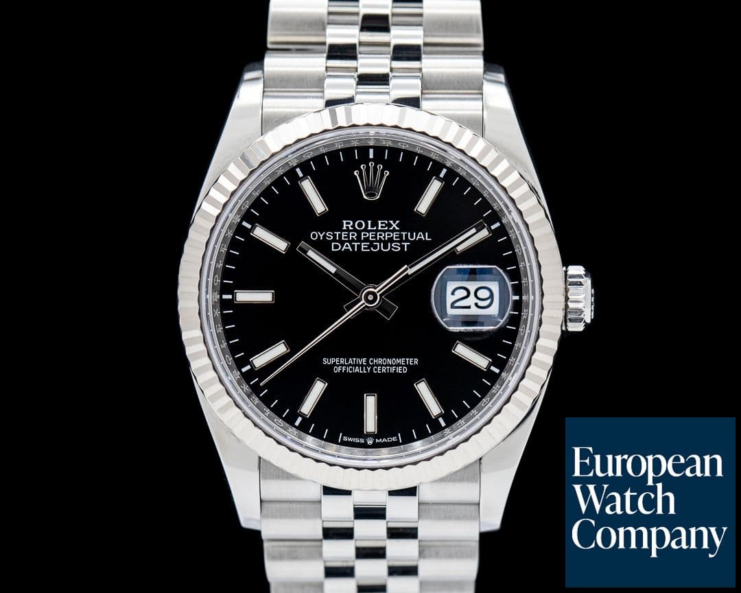 Image of Rolex Datejust 36 SS Black Stick Dial Jubilee