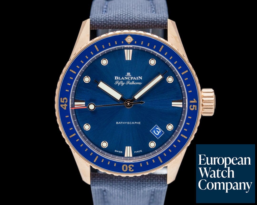 Image of Blancpain Fifty Fathoms Bathyscaphe 18K Rose Gold Blue Dial 2024