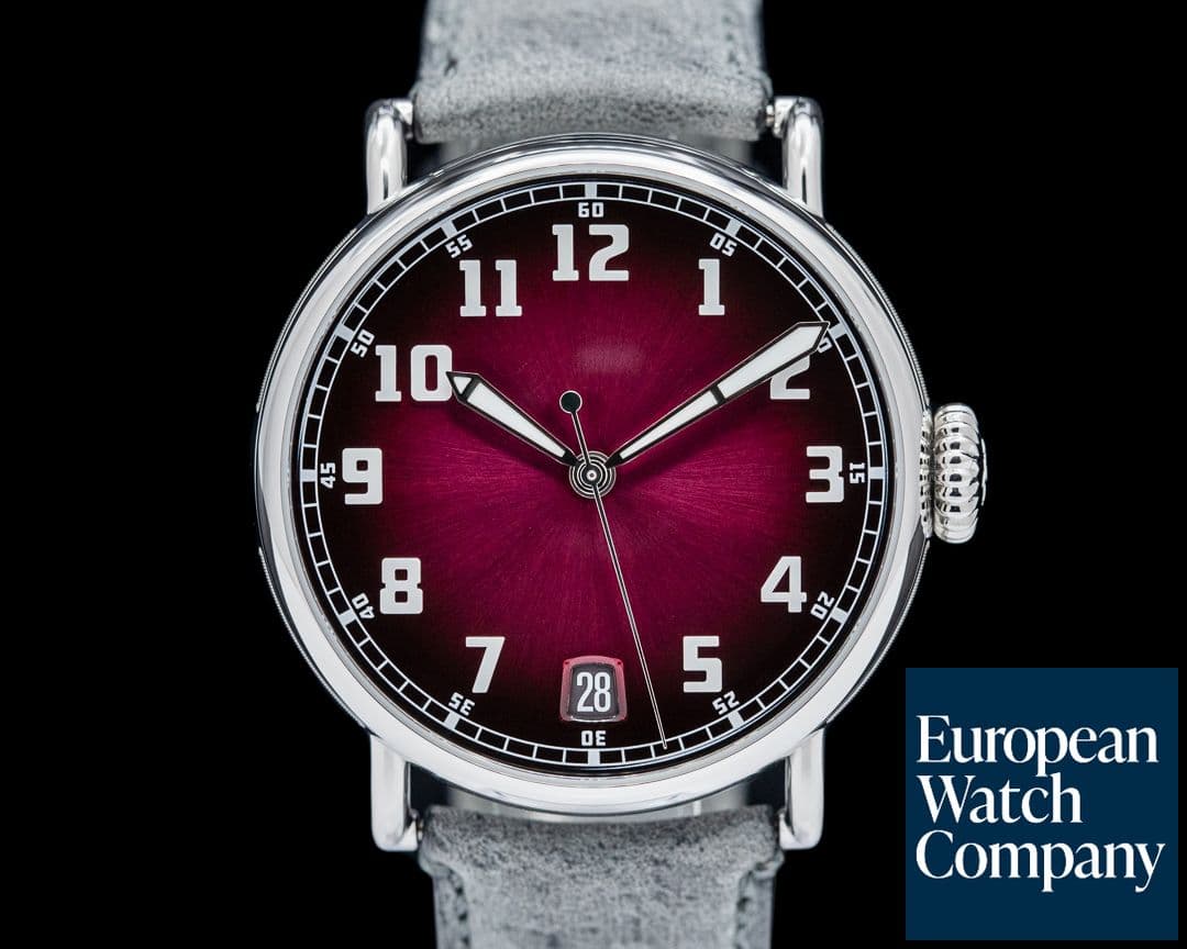 Image of H. Moser and Cie. Heritage Dual Time Fume SS Burgundy Dial