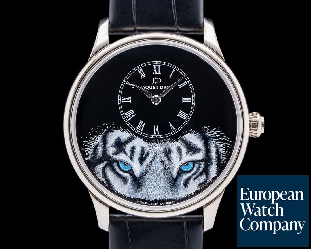 Image of Jaquet Droz Les Ateliers Petite Heure Minute “Tiger” 18K White Gold LIMITED