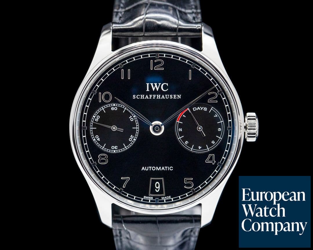 Image of IWC Portuguese 7 Day Automatic SS Black Dial