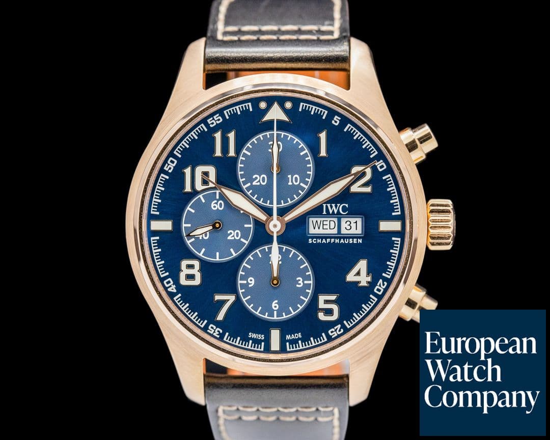 Image of IWC Pilot Chronograph "Le Petite Prince" 18K Rose Gold Blue Dial