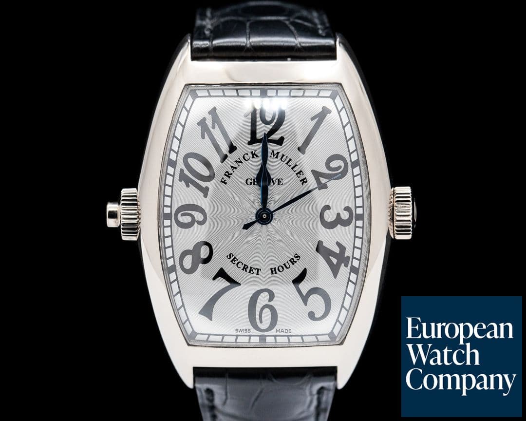 Image of Franck Muller Cintree Curvex Secret Hours 18K White Gold Silver Dial