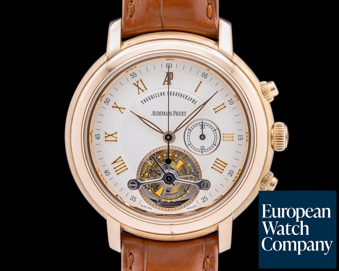 Image of Audemars Piguet Jules Audemars Tourbillon Chronograph 18K Rose Gold Silver Dial