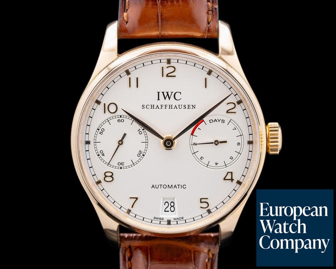 Image of IWC Portuguese 7 Day Automatic 18K Rose Gold Silver Dial