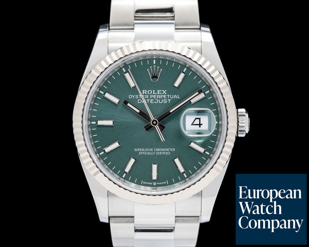 Image of Rolex Datejust 36 SS Fluted Mint Green Dial