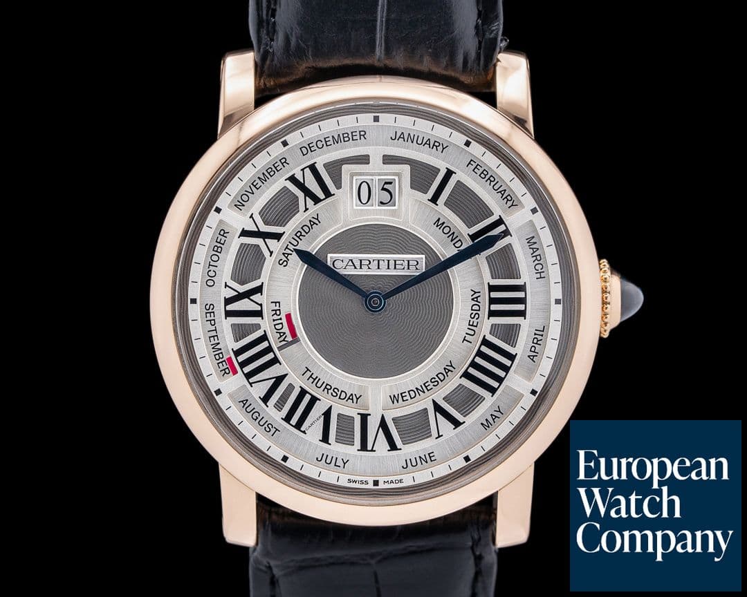 Image of Cartier Rotonde de Cartier Annual Calendar 18K Rose Gold Silver Dial