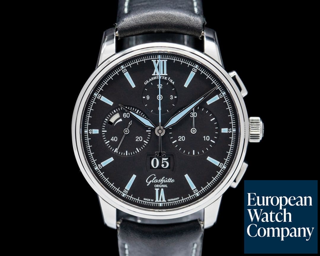 Image of Glashutte Original Senator Chronograph Panorama Date SS Black Dial