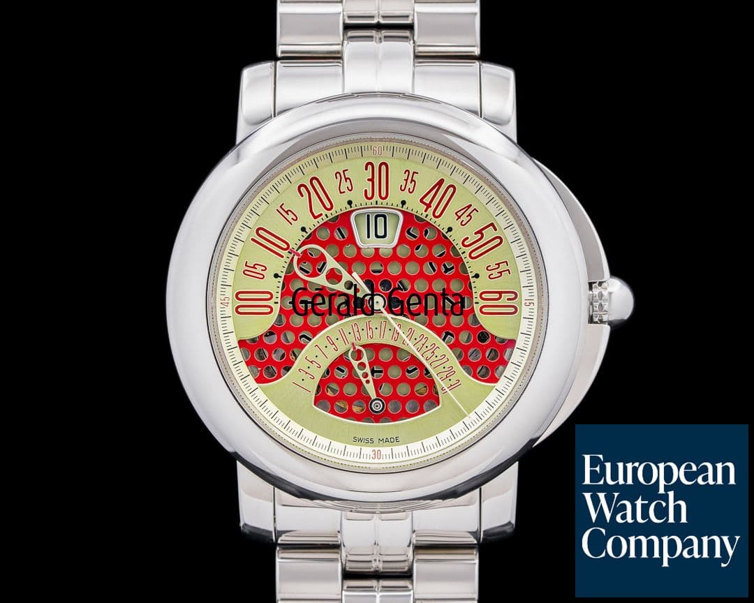 Image of Gerald Genta Arena Bi-Retro Date SS Red / Gold Dial