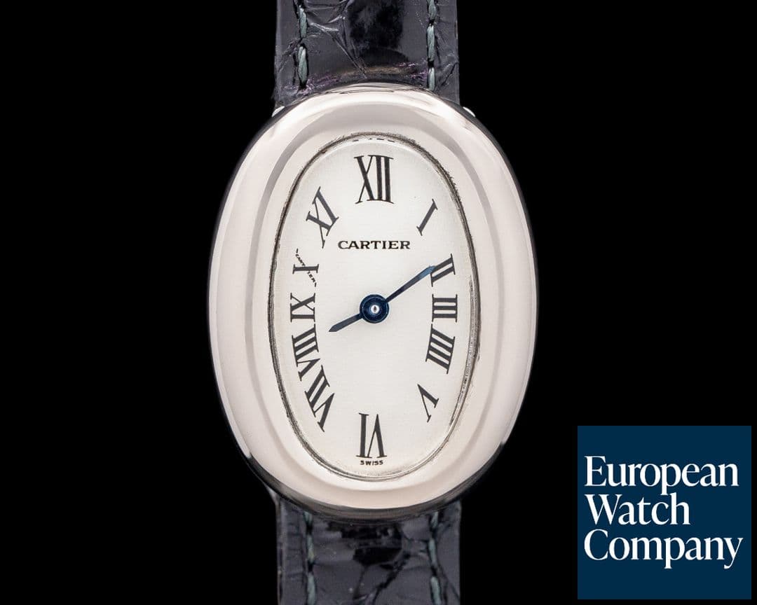 Image of Cartier Mini Baignoire 18K White Gold Silver Dial
