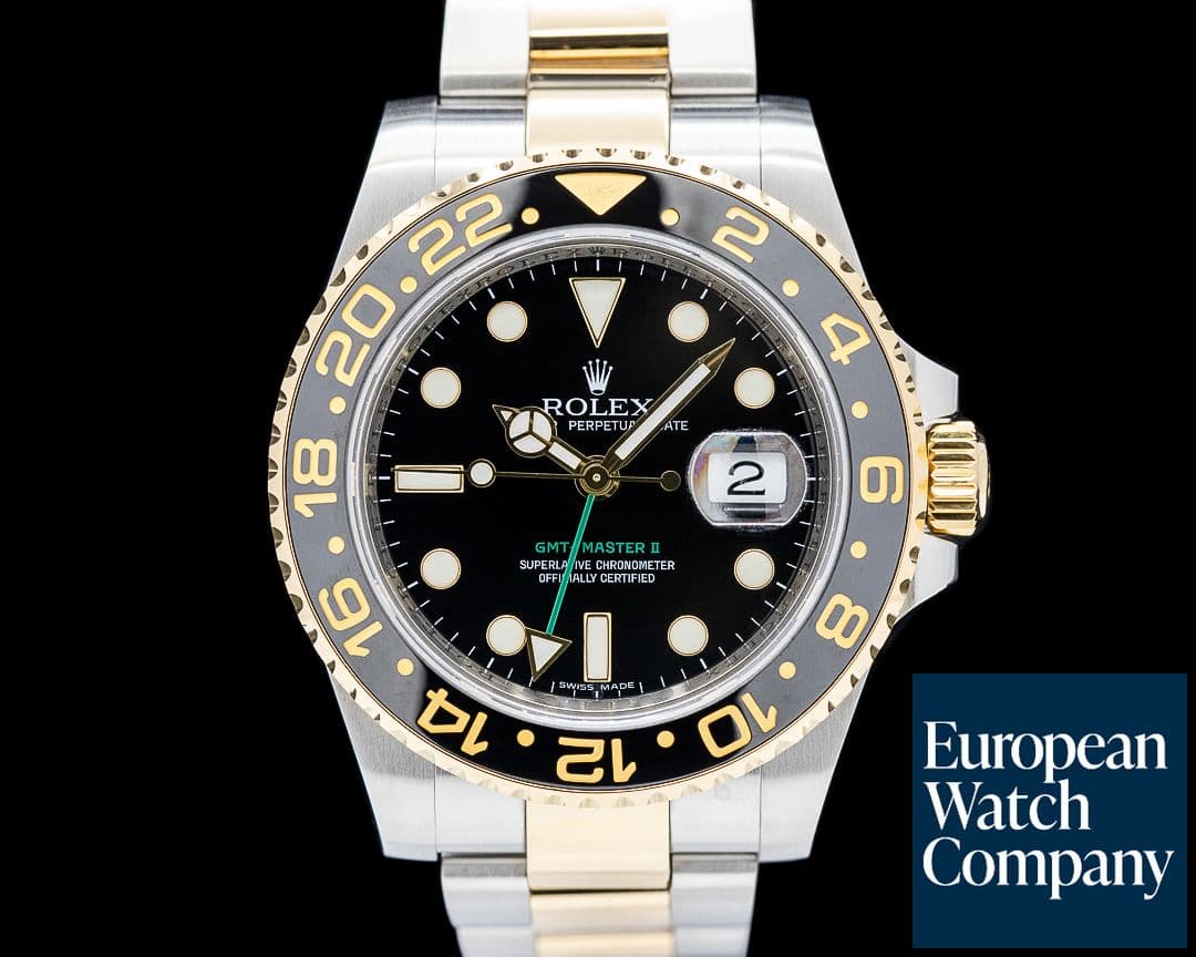 Image of Rolex GMT Master II 116713LN SS / 18K Yellow Gold Black Dial