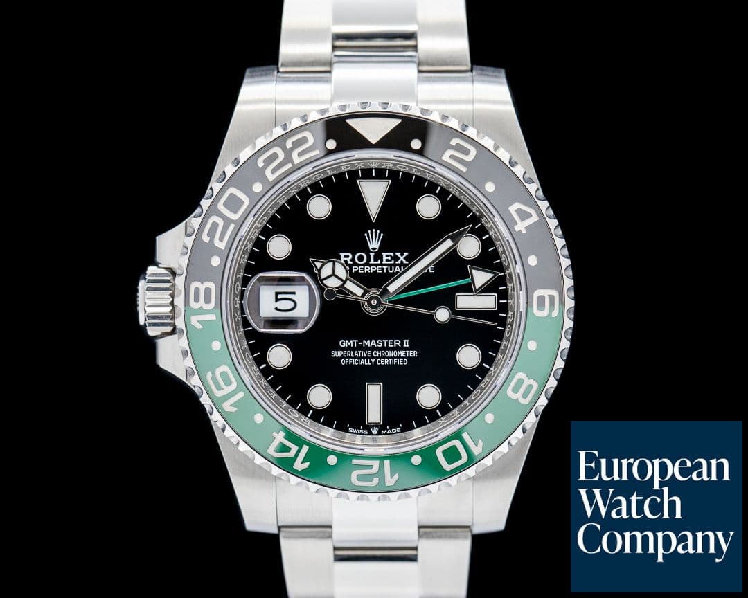 Image of Rolex Left-Handed GMT Master II "SPRITE" SS Black Dial FULL SET