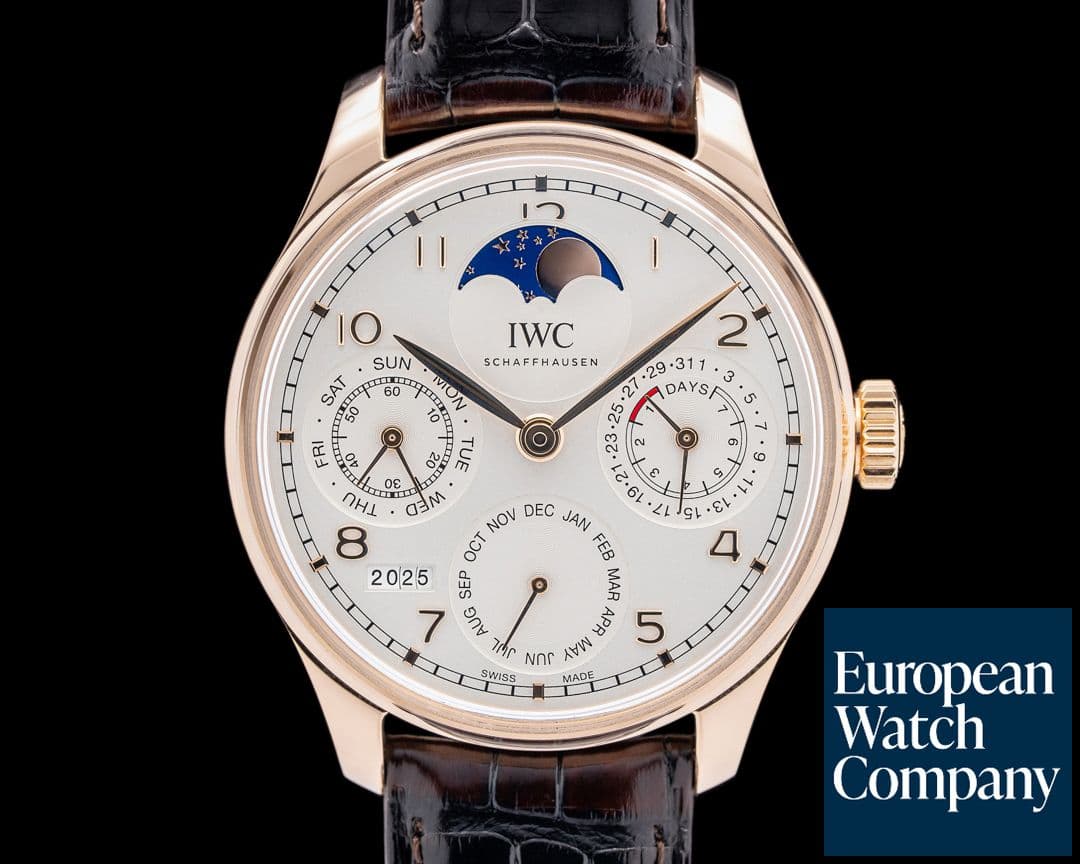 Image of IWC Portuguese Perpetual Calendar 18K Rose Gold Silver Dial