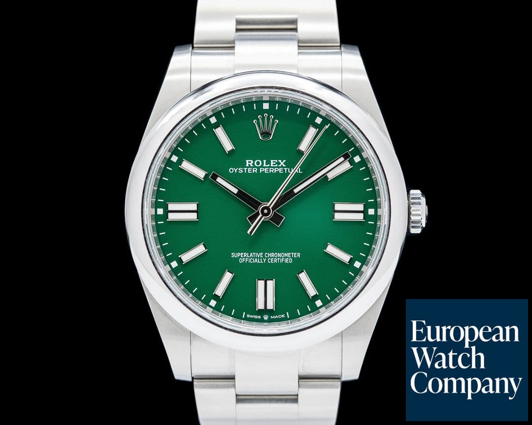 Image of Rolex 124300 Oyster Perpetual SS Green Dial FULL SET