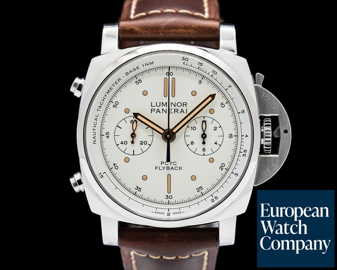 Image of Panerai Luminor 1950 44 PCYC Chrono Flyback Automatic SS White Dial LIMITED