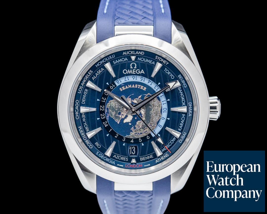 Image of Omega Aqua Terra Master Chronometer GMT Worldtimer SS Blue Dial
