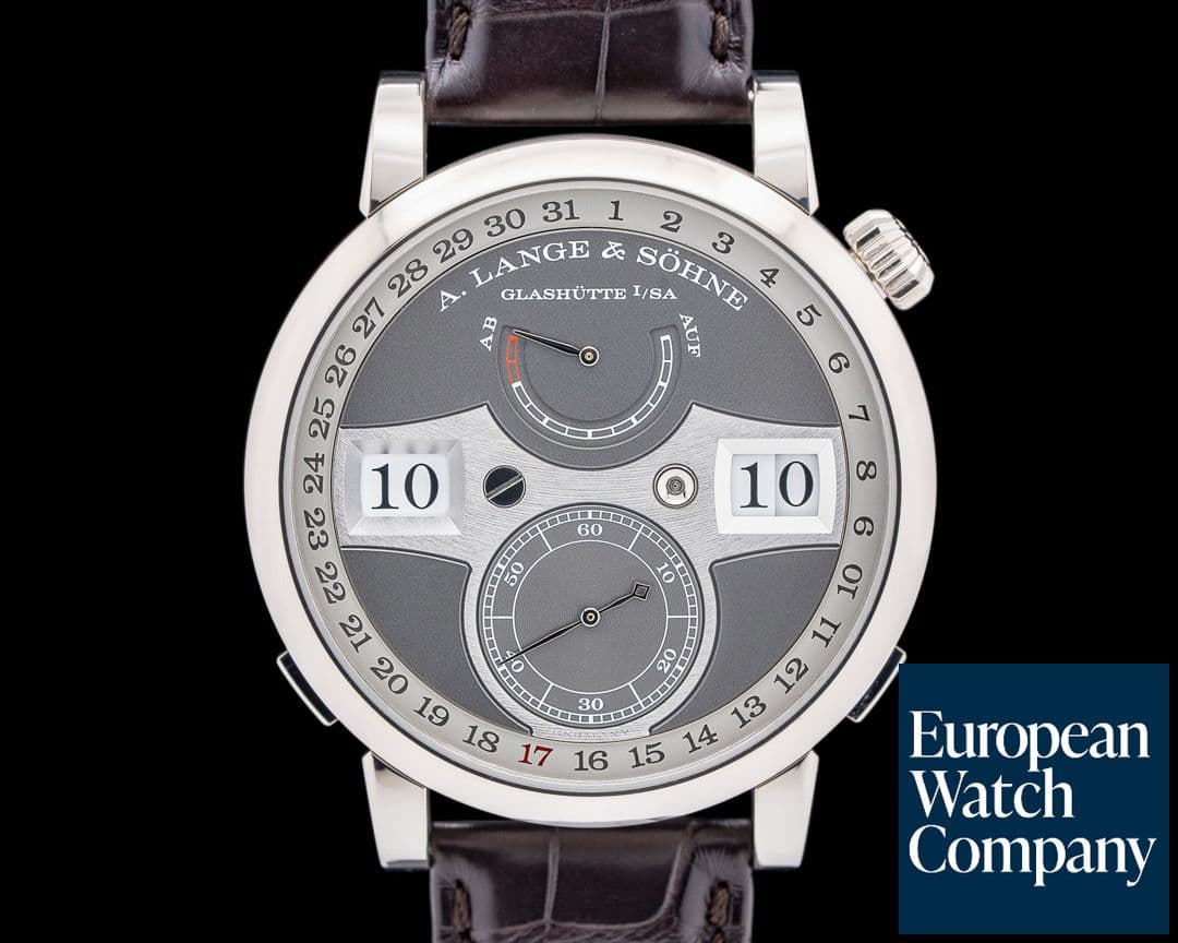 Image of A. Lange and Sohne 148.038 Zeitwerk Date 18K White Gold Gray Dial