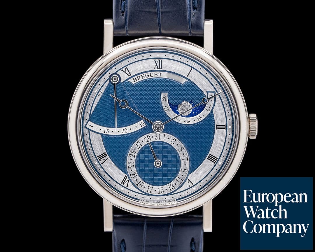 Image of Breguet 7137BB Classique Power Reserve Moon 18K White Gold Blue Dial