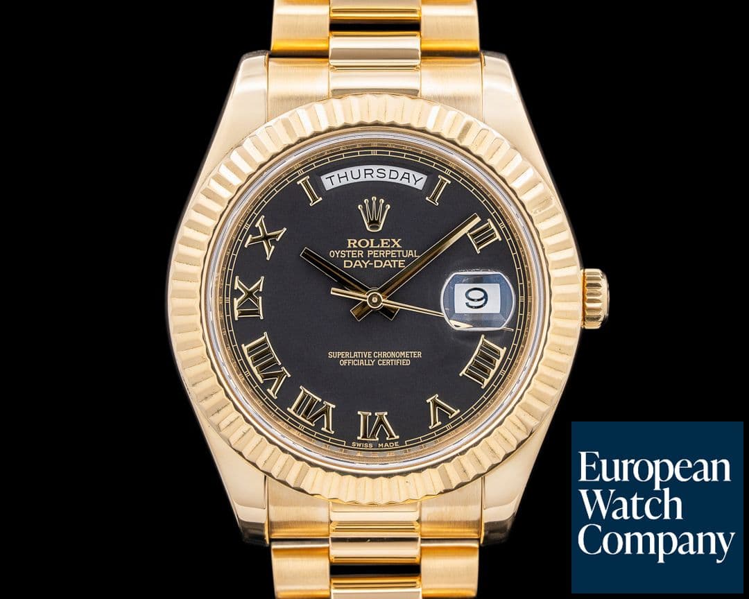 Image of Rolex Day Date II President 18K Yellow Gold Black Roman Dial