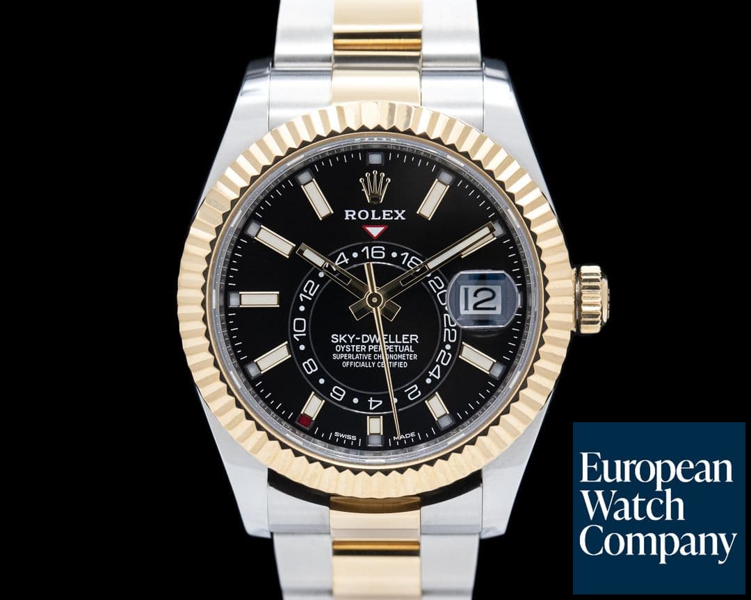 Image of Rolex 326933 Sky Dweller SS / 18K Yellow Gold Black Dial
