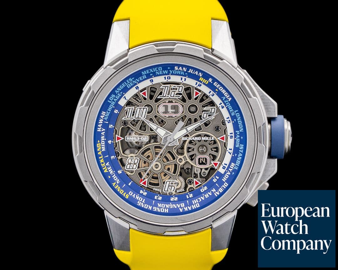 Image of Richard Mille RM63-02 Automatic Winding Worldtimer Titanium Skeleton Dial