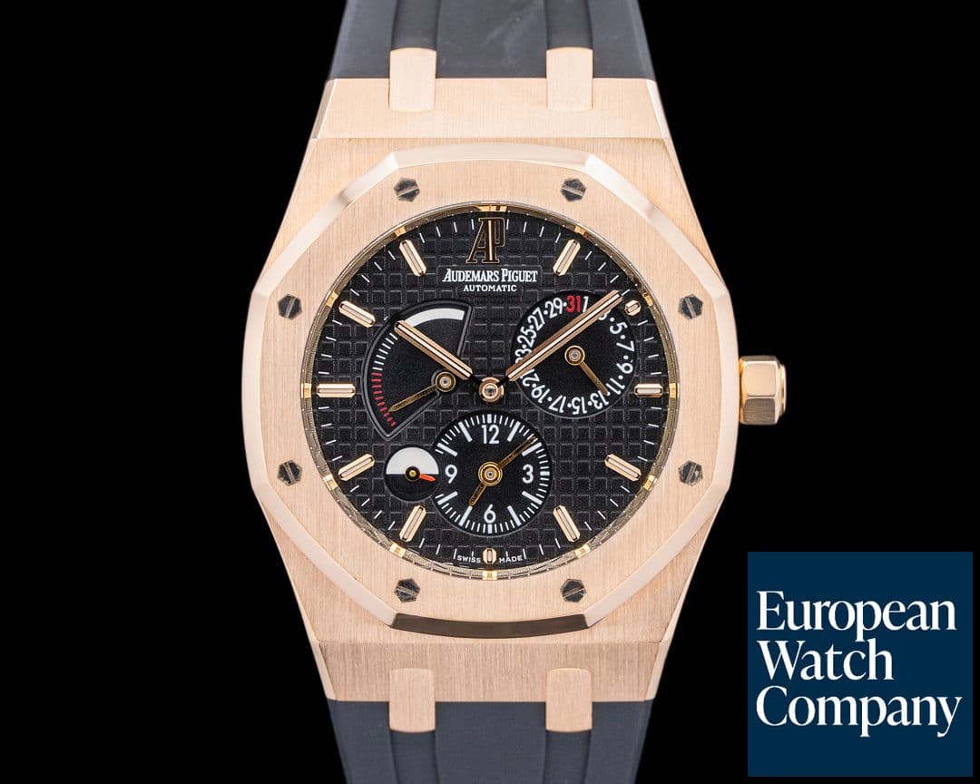 Image of Audemars Piguet 26120OR Royal Oak Dual Time 18K Rose Gold Black Dial