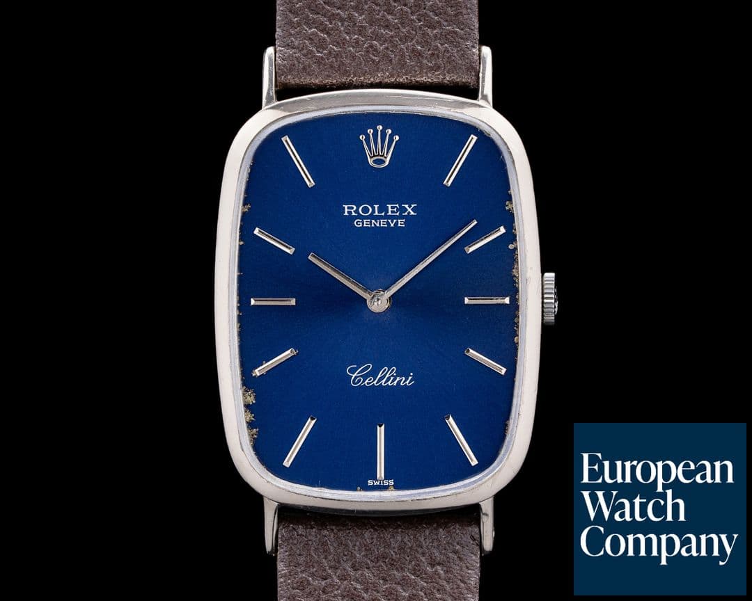 Image of Rolex 4113 Cellini 18K White Gold Blue Dial