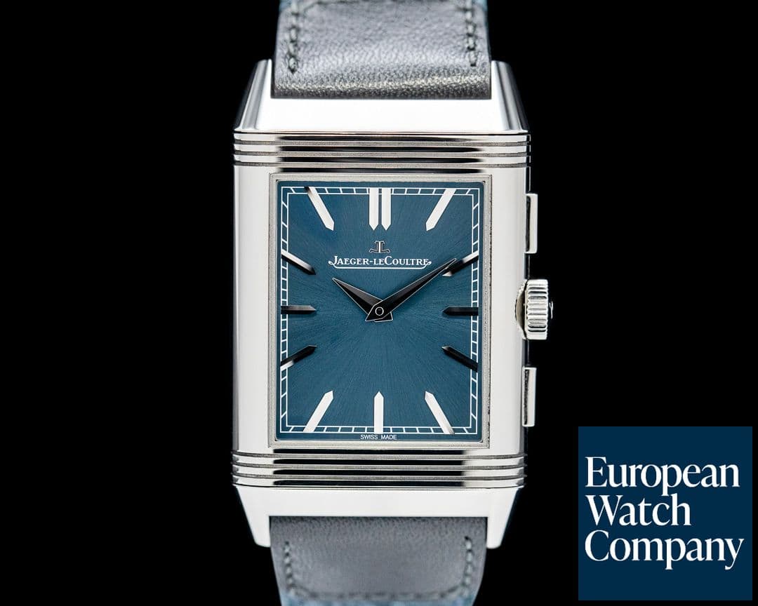 Image of Jaeger LeCoultre Q389848J Reverso Tribute Chronograph SS Blue Dial
