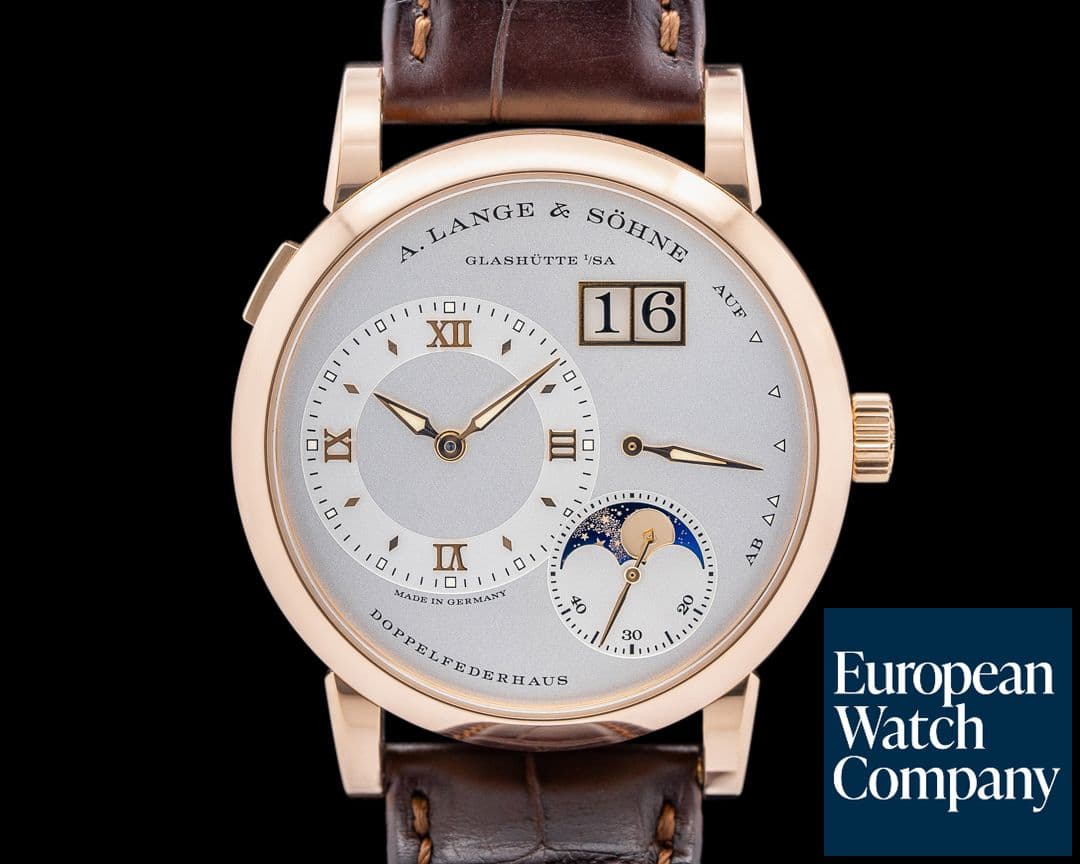 Image of A. Lange and Sohne 192.032 Lange 1 Moon Phase 18K Rose Gold Silver Dial