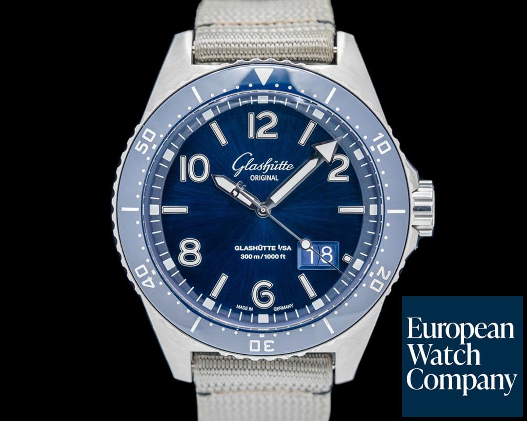 Image of Glashutte Original SeaQ Panorama Date SS Blue Dial