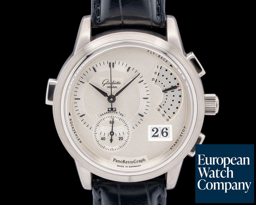 Image of Glashutte Original PanoRetroGraph 18K White Gold Silver Dial LIMITED