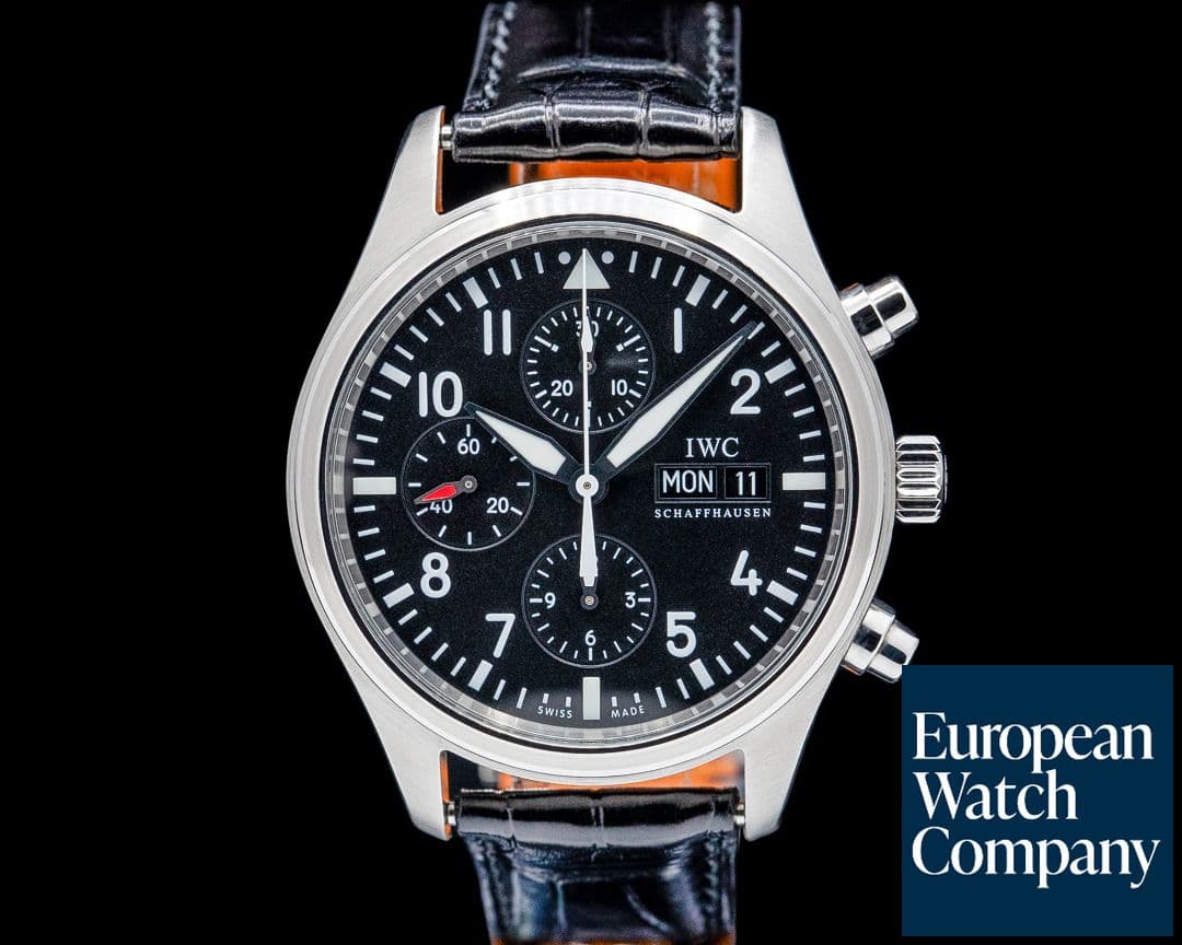 Image of IWC Pilot Chronograph IW371701 SS Black Dial