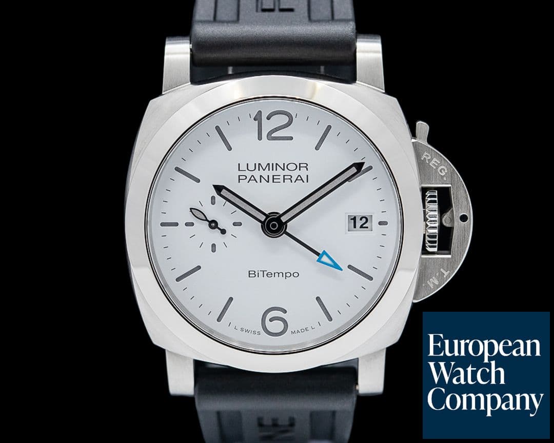 Image of Panerai PAM01367 Luminor Quaranta BiTempo GMT SS White Dial