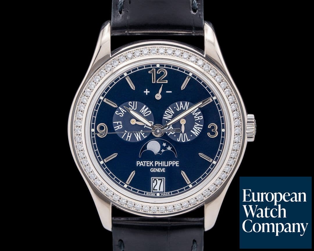 Image of Patek Philippe 5147G Annual Calendar Diamond Bezel 18K White Gold Blue Dial