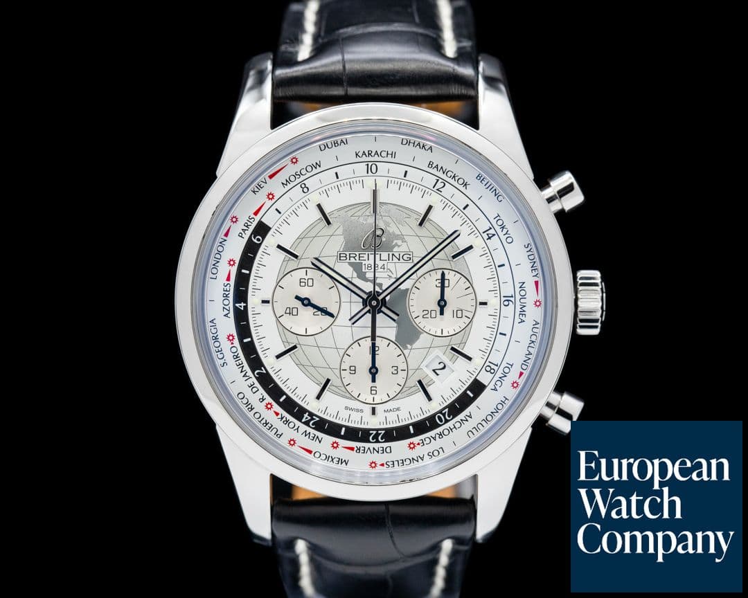 Image of Breitling Transocean Chronograph Unitime SS Polar White Dial