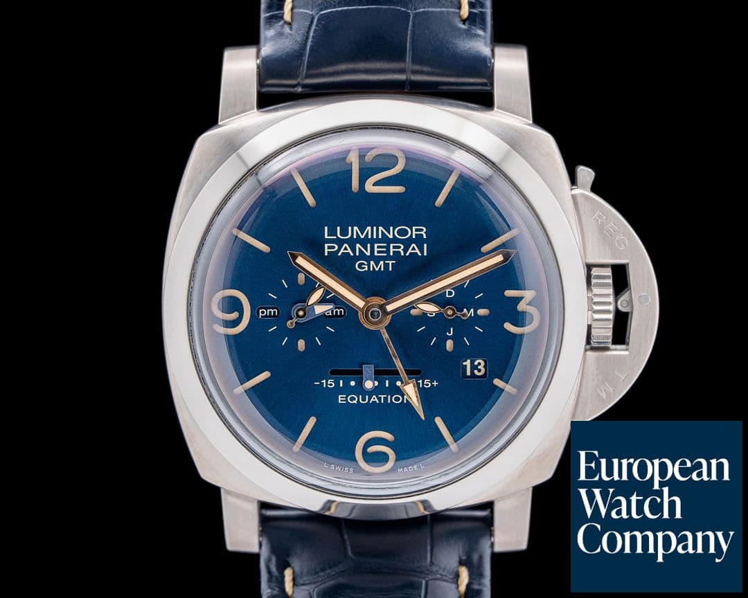 Image of Panerai PAM00670 Luminor 1950 Equation of Time GMT Titanium Blue Dial