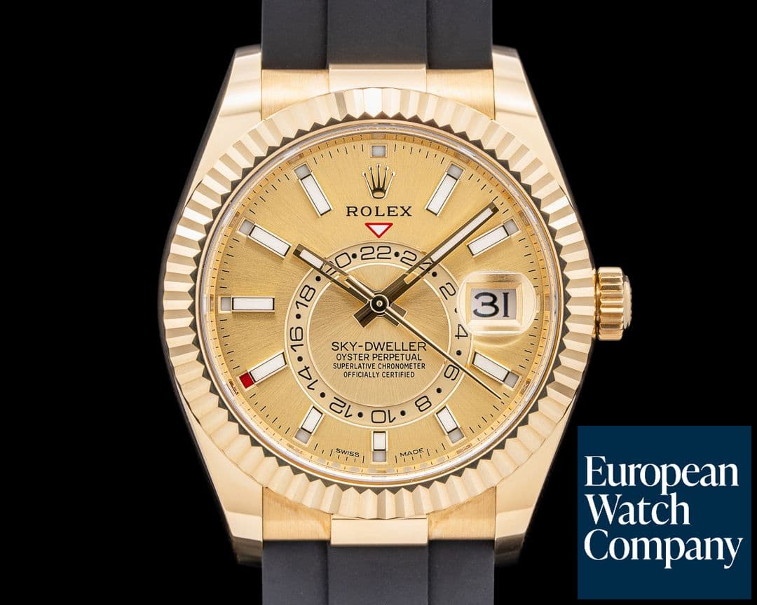 Image of Rolex 326238 Sky-Dweller 18K Yellow Gold Champagne Dial FULL SET