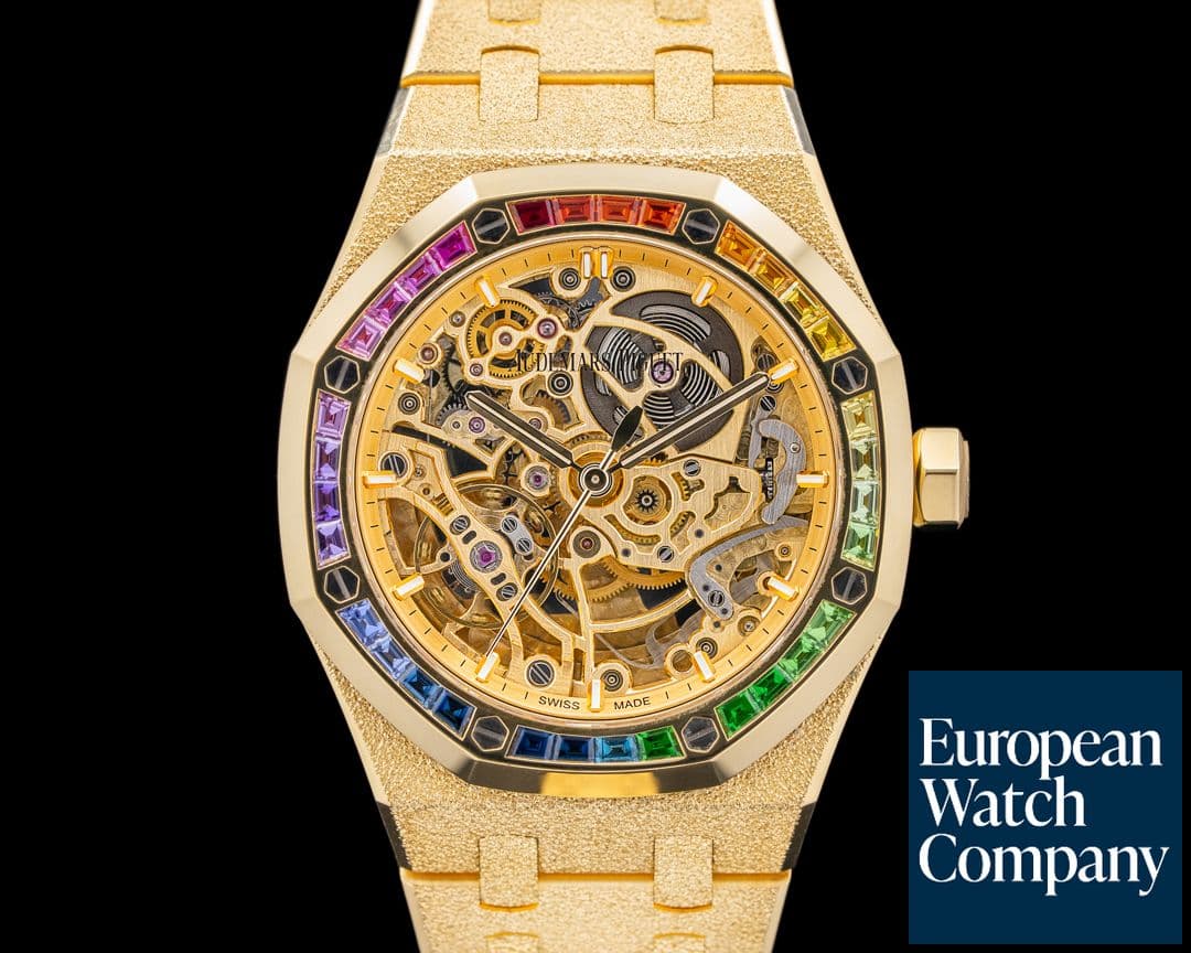 Image of Audemars Piguet Royal Oak Double Balance Frosted 18K YG Rainbow Skeleton UNWORN