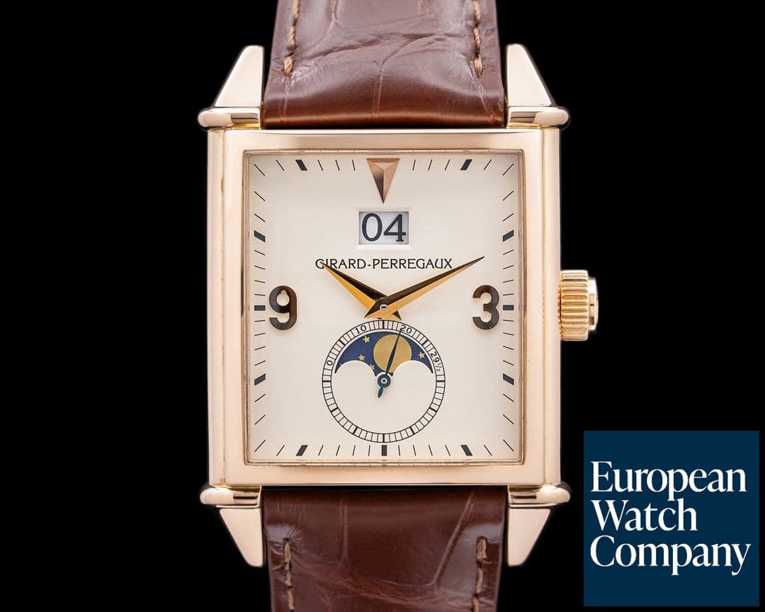 Image of Girard Perregaux 2580 Vintage 1945 Moon Phase 18K Rose Gold Cream Dial