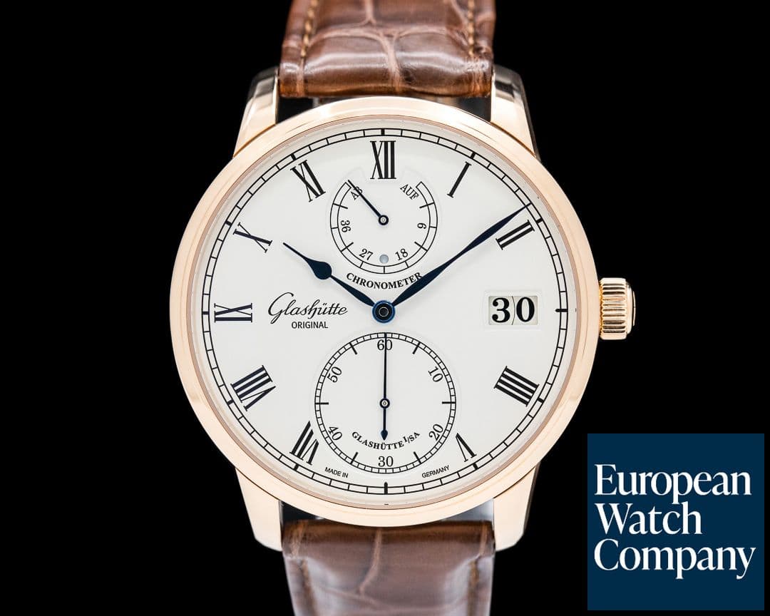 Image of Glashutte Original Senator Chronometer Manual Wind 18K Rose Gold White Dial
