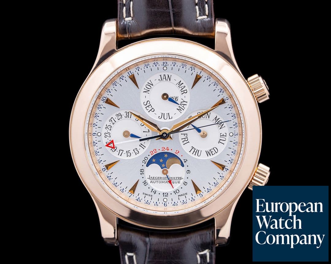 Image of Jaeger-LeCoultre 146.2.95 Master Memovox Perpetual Calendar 18K Rose Gold Silver Dial