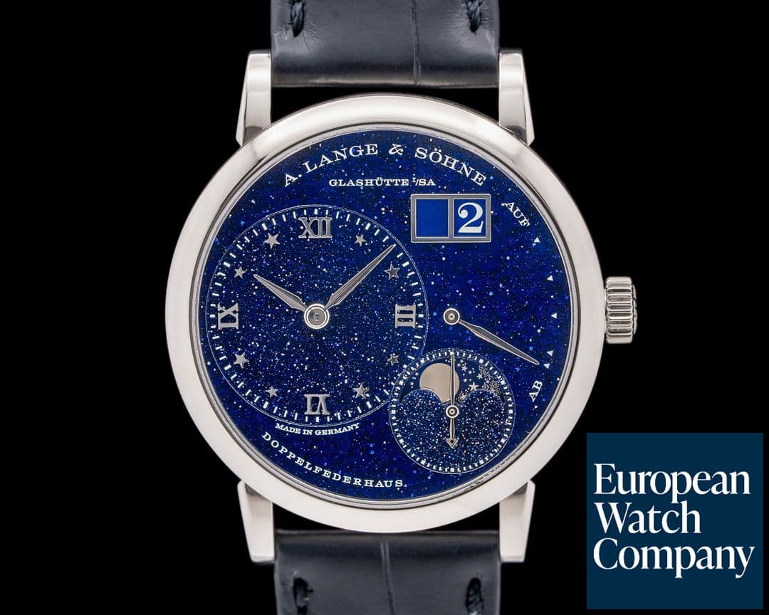 Image of A. Lange and Sohne 182.086 Little Lange 1 Moon Aventurine 18K WG Blue Dial