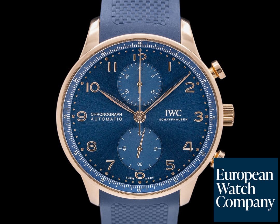 Image of IWC Portugieser Chronograph 41 Boutique Exclusive 18K Rose Gold Blue Dial