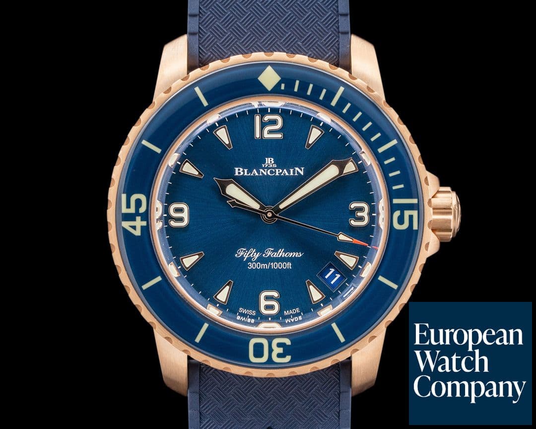 Image of Blancpain 5010 Fifty Fathoms 42mm Automatic 18K Sunburst Blue Dial