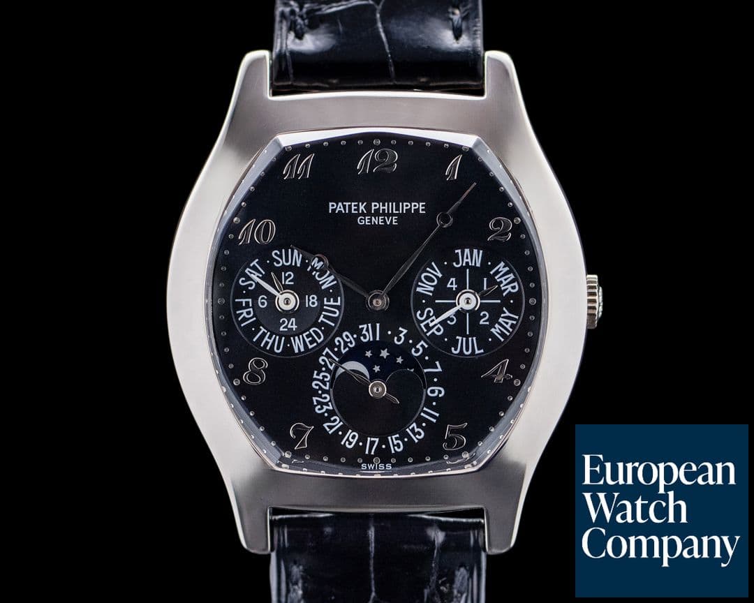 Image of Patek Philippe 5041G Perpetual Calendar Tonneau 18K WG Black Dial RARE