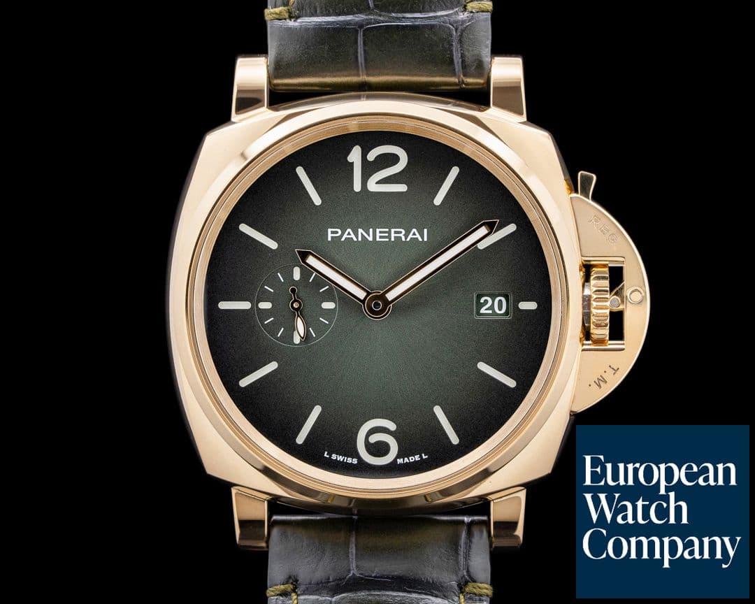 Image of Panerai PAM01423 Luminor Due 42 Automatic 18K Yellow Gold Green Dial