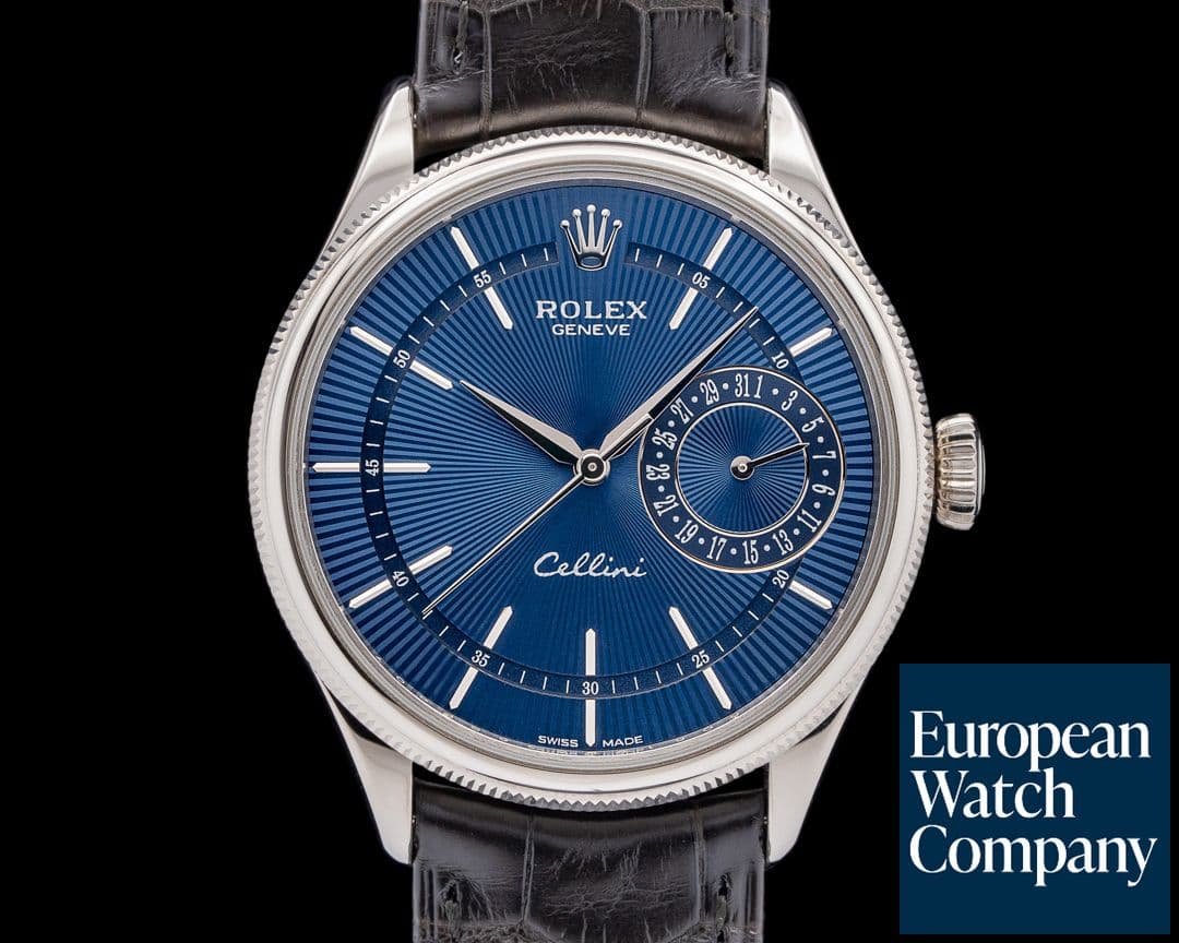 Image of Rolex 50519 Cellini Date 18K White Gold Blue Dial FULL SET