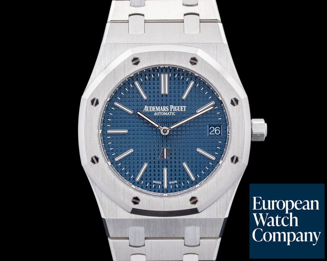 Image of Audemars Piguet 16202ST Royal Oak Jumbo Extra-Thin SS Blue Dial